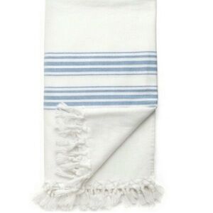 Cuyana White and Blue Striped Turkish towel